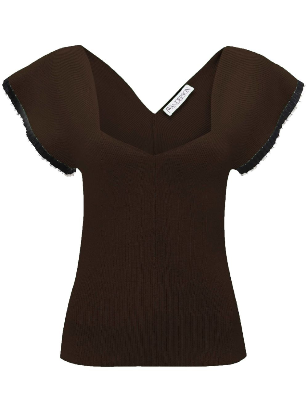 JW Anderson frilled ribbed-knit top - Brown
