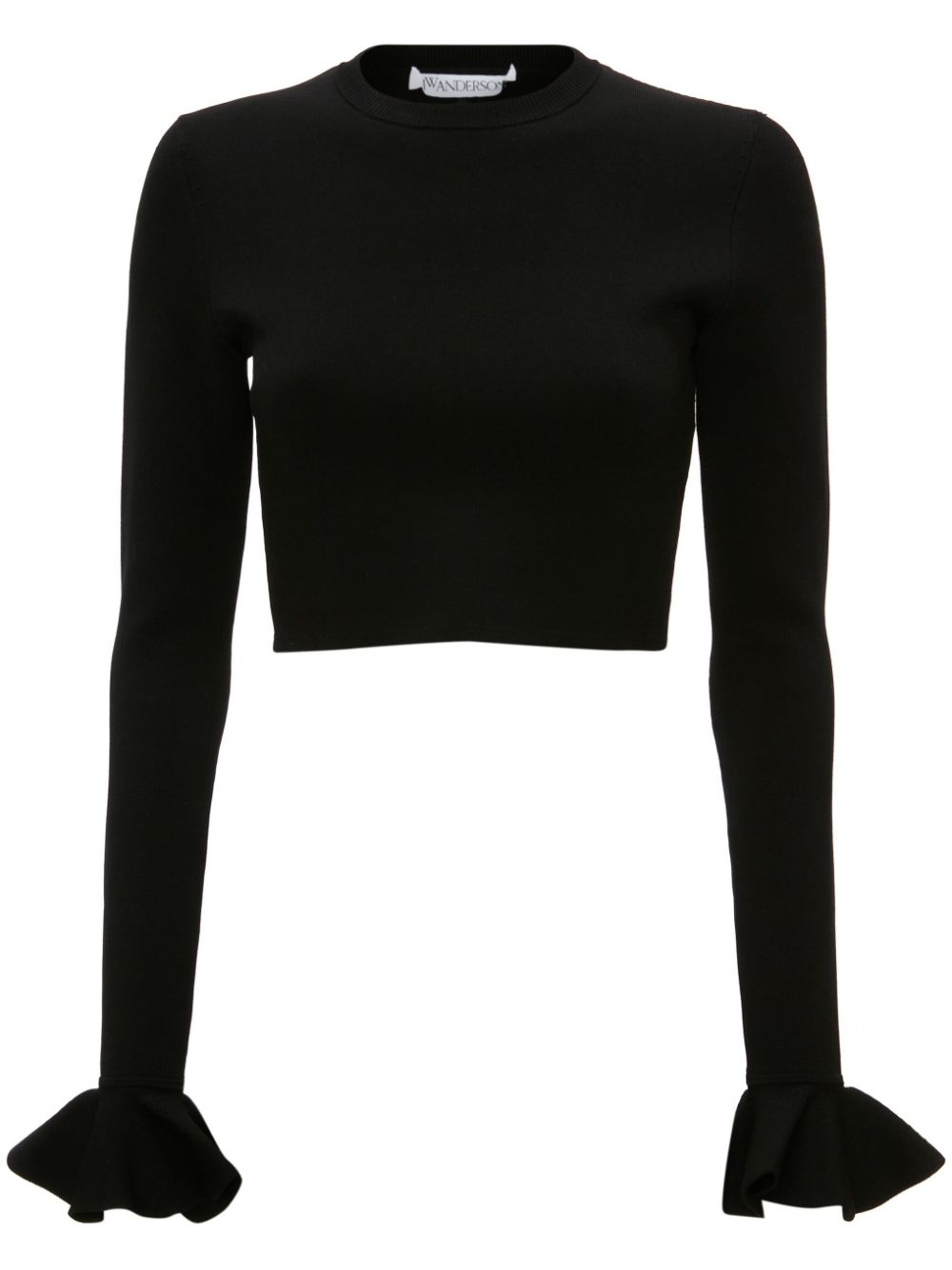 JW Anderson ruffled-cuffs cropped knitted top - Black