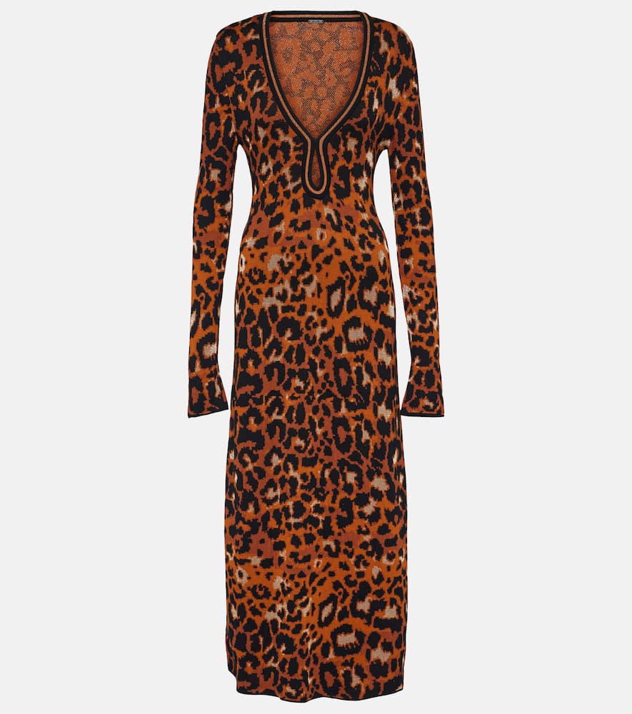 Johanna Ortiz Amur knitted leopard-print midi dress