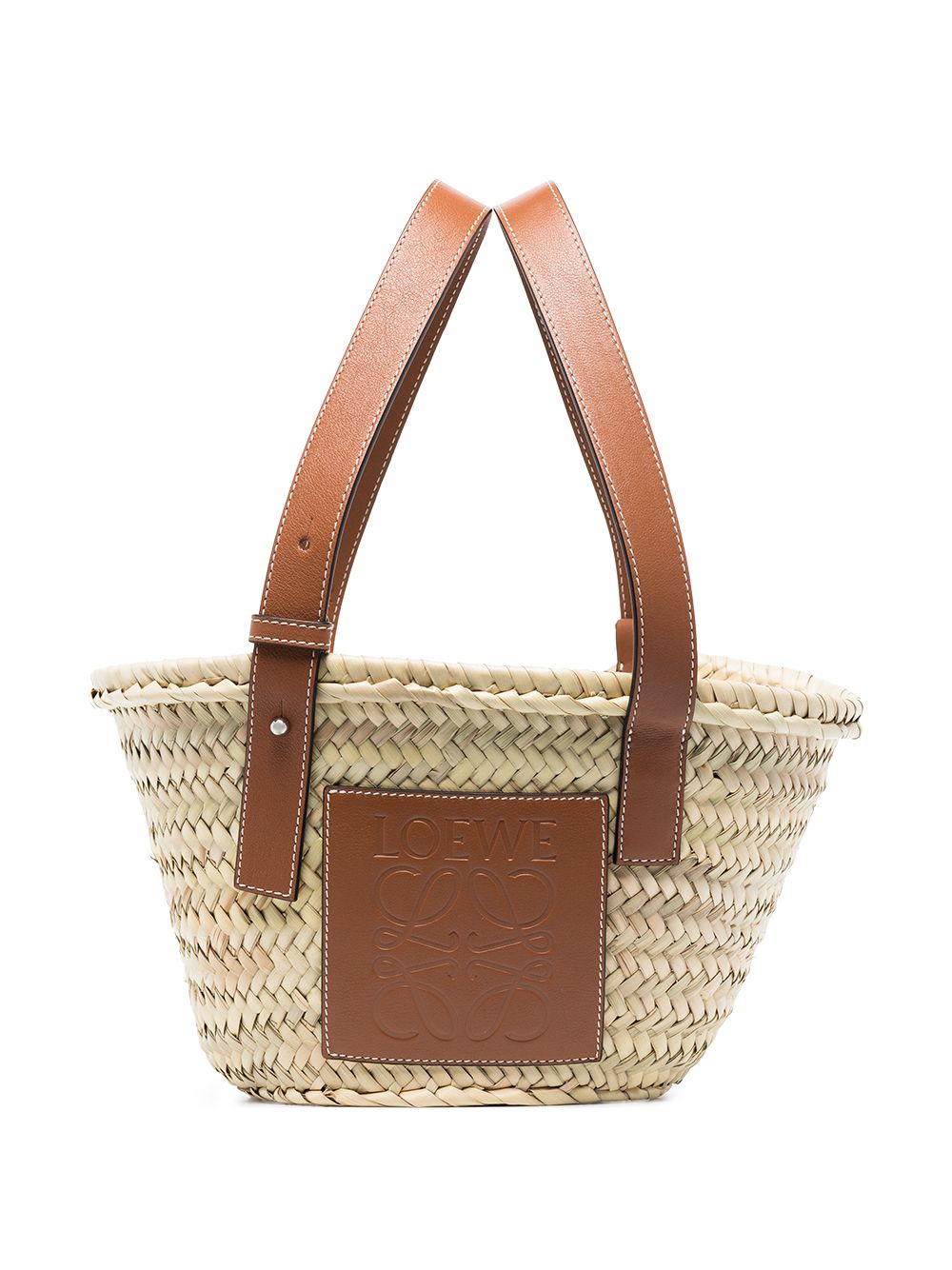 LOEWE PAULA'S IBIZA- Basket Small Raffia And Leather Tote Bag