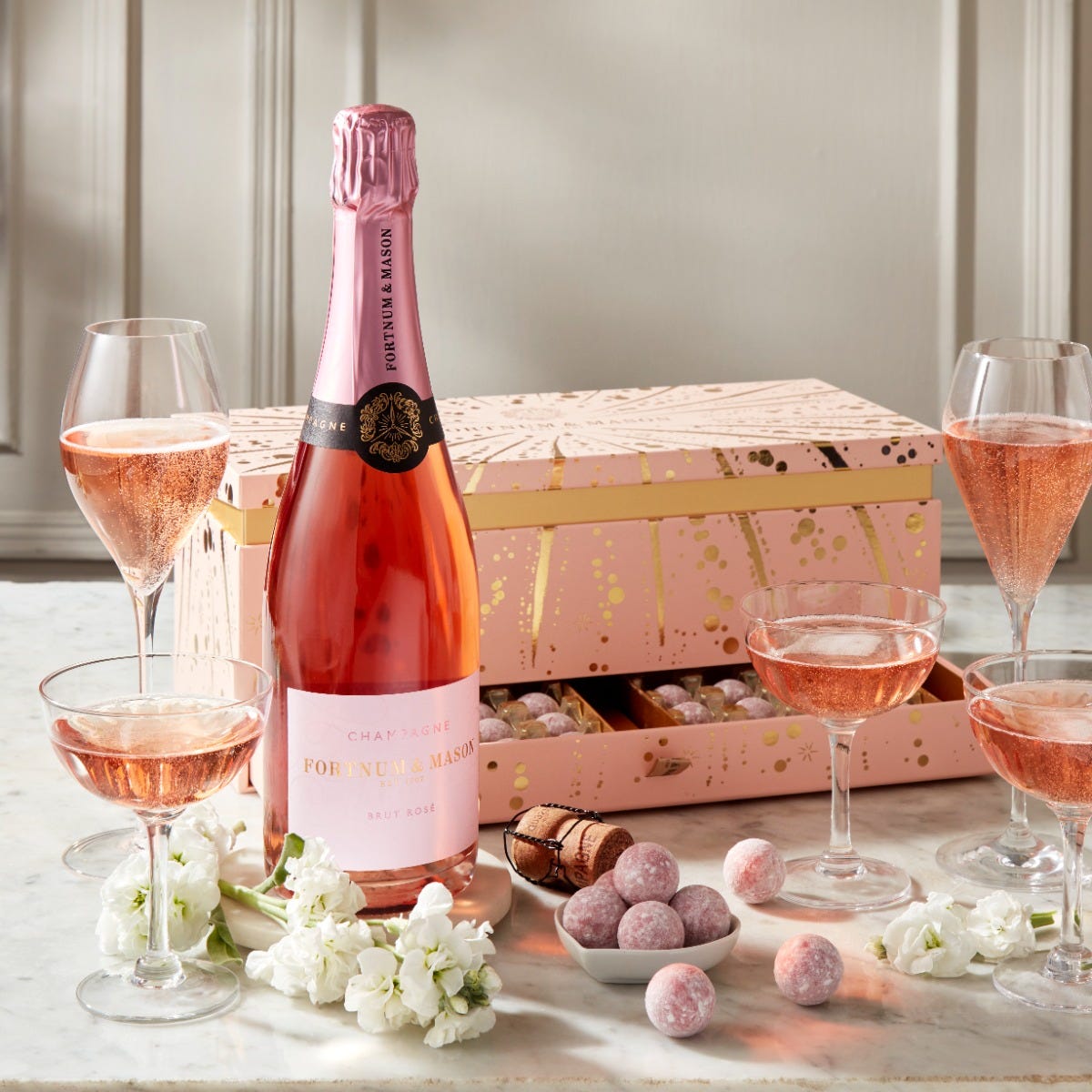 The Rosé Champagne & Chocolate Gift Box, Wine, Fortnum Mason