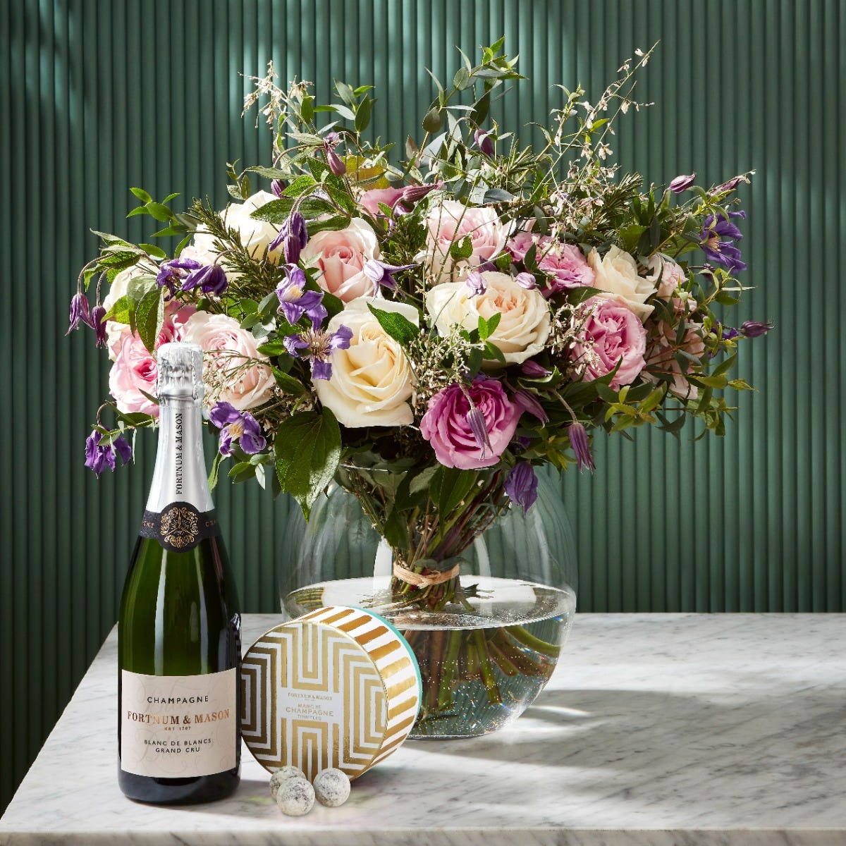 The Spring Symphony Bouquet with Champagne and Chocolates, Large, Fortnum & Mason