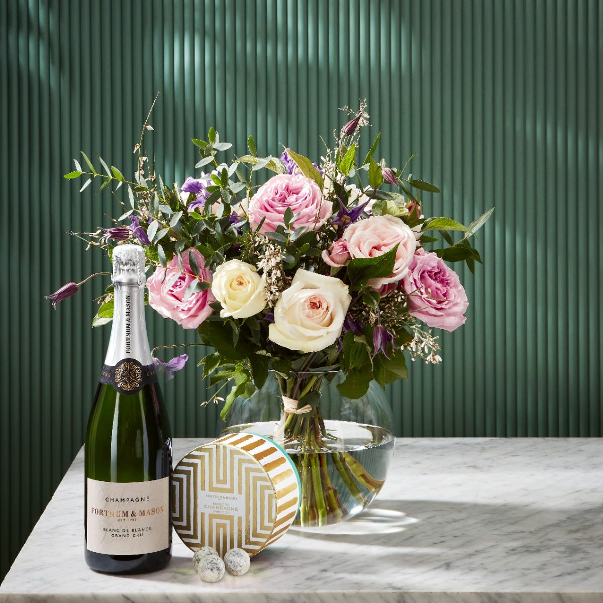The Spring Symphony Bouquet with Champagne and Chocolates, Small, Fortnum & Mason