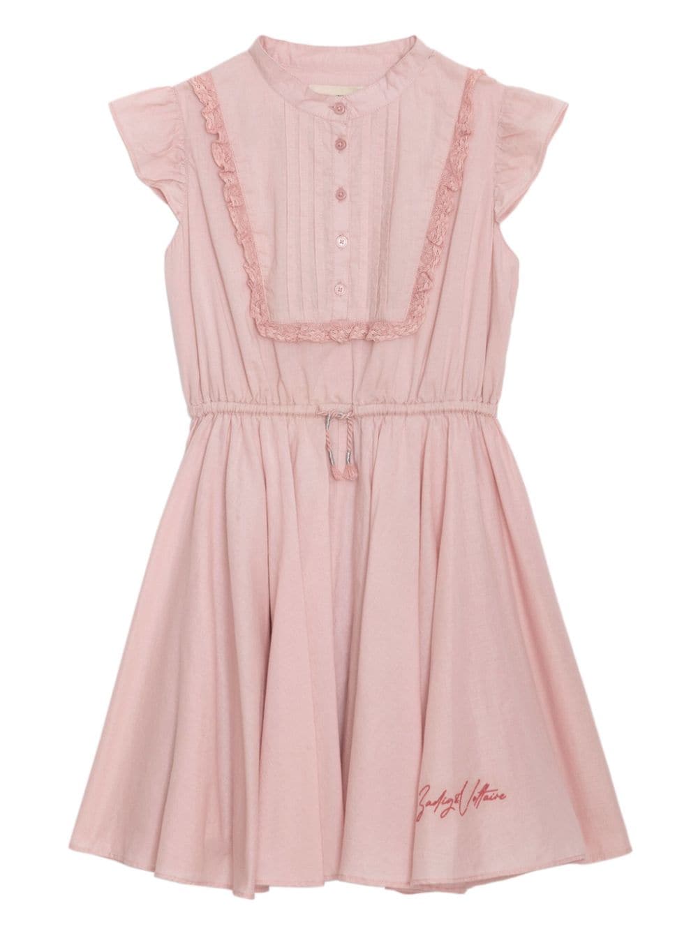 Zadig & Voltaire Kids ruffle-trim flared cotton dress - Pink