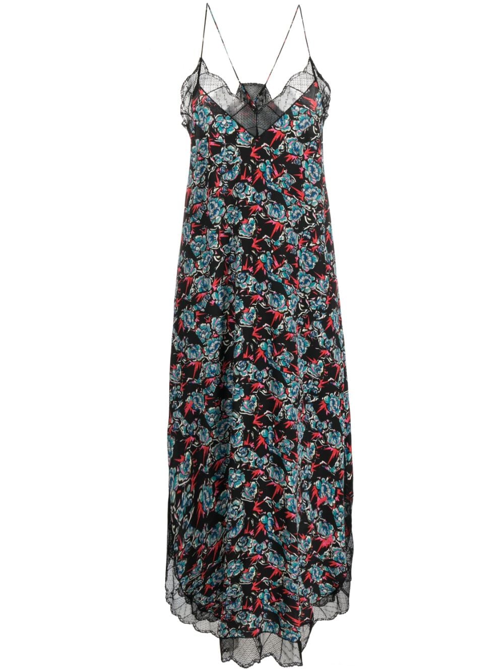 Zadig&Voltaire Risty floral-print silk slip dress - Black