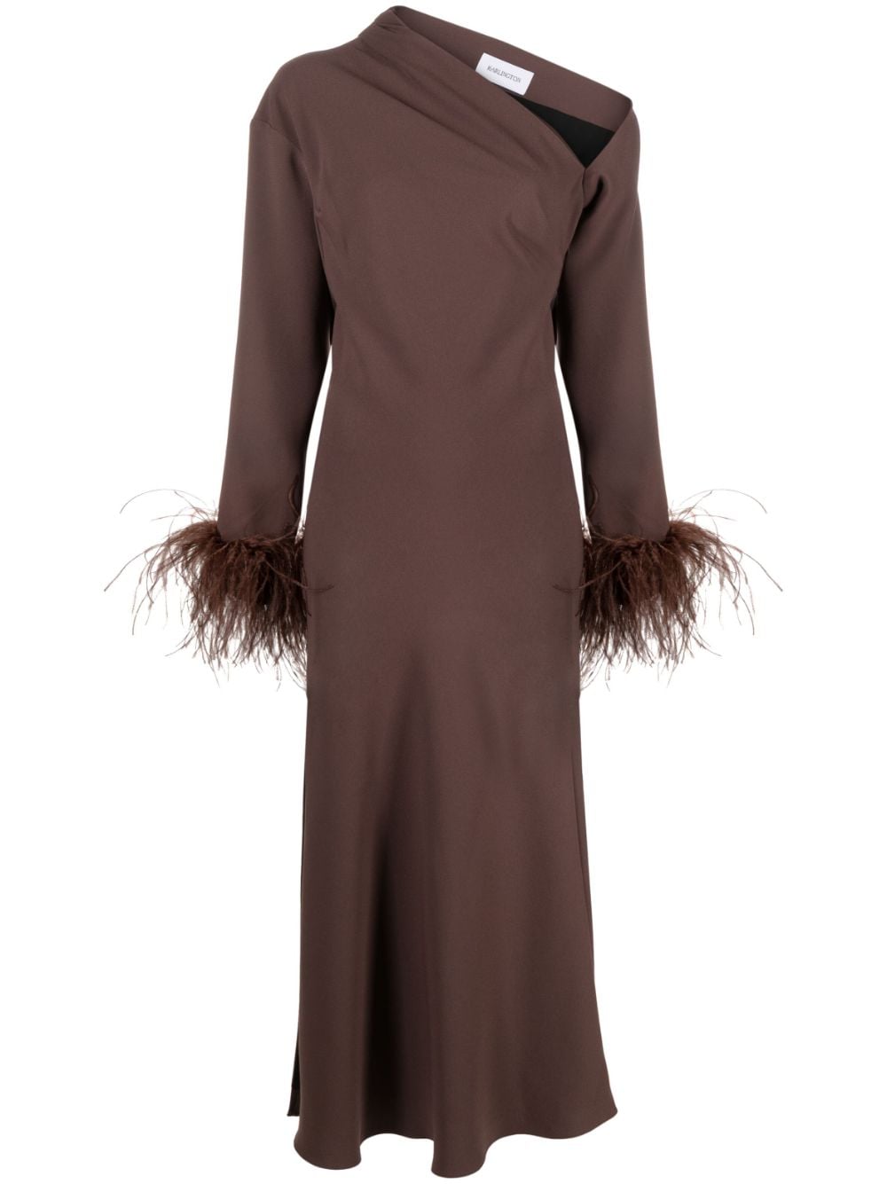 16Arlington Adelaide feather-trim midi dress - Brown