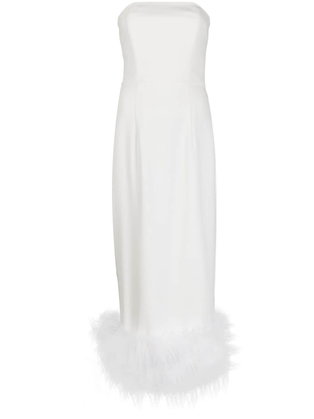 16Arlington Minelli feather-trim midi dress - White
