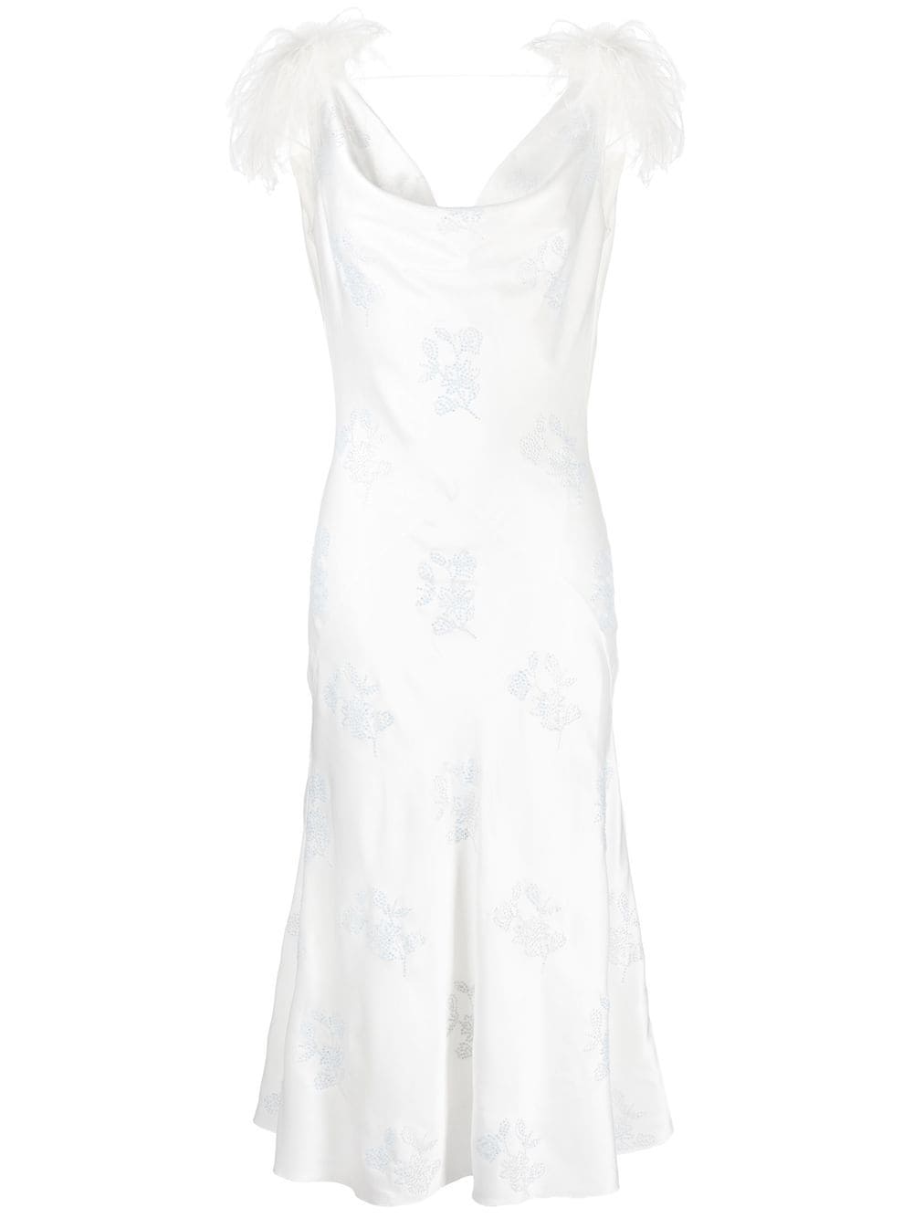 16Arlington feather-detail midi dress - White