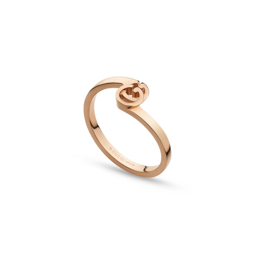 18ct Rose Gold Running G Ring - Ring Size 7