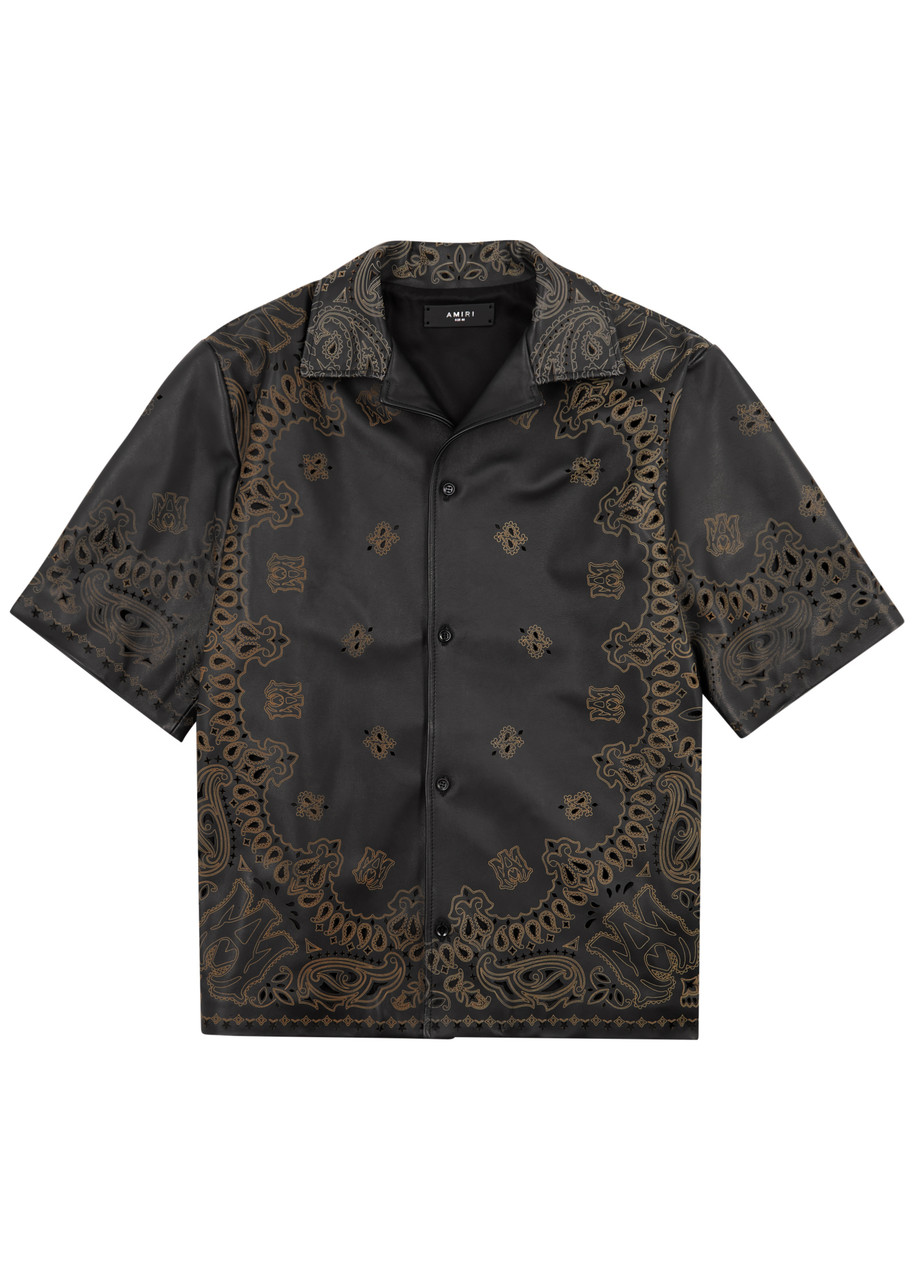 Amiri Cut-out Bandana-print Leather Shirt - Black - 50 (IT50 / L)