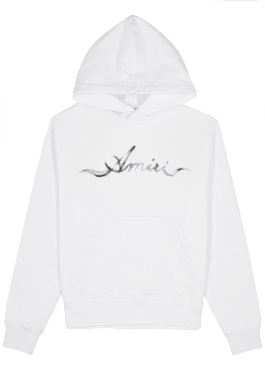 Amiri Smoke Crystal-embellished Logo Hooded Cotton Sweatshirt - White - S