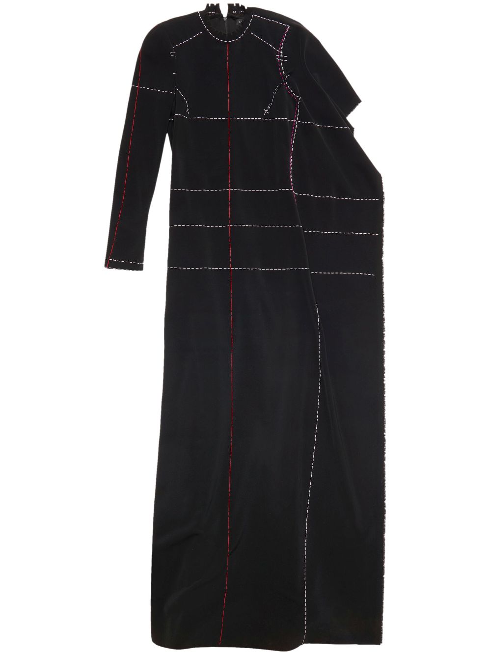 Balenciaga contrast-stitching draped dress - Black