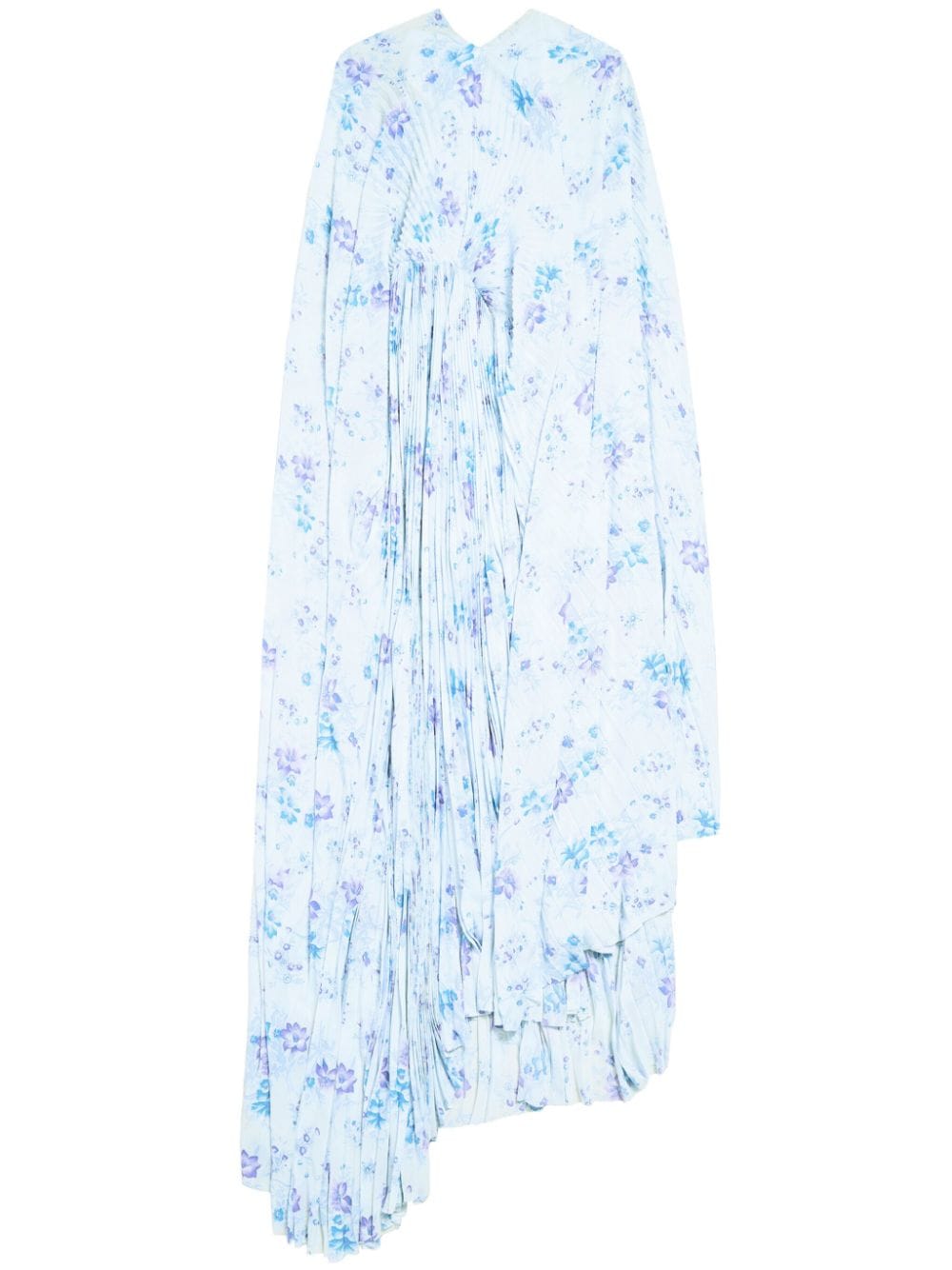 Balenciaga floral-print pleated maxi dress - Blue