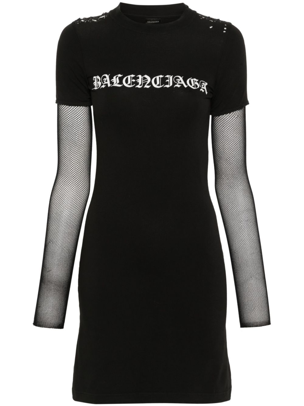 Balenciaga logo-print jersey mini dress - Black