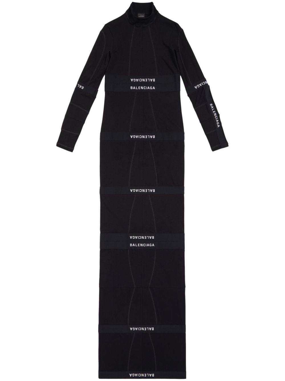 Balenciaga panelled cotton maxi dress - Black