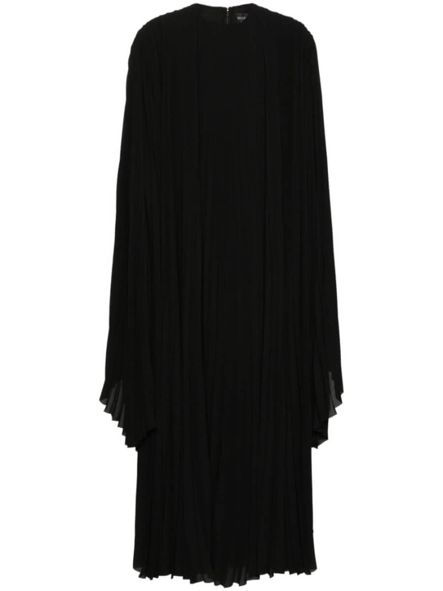 Balenciaga pleated wide-sleeve maxi dress - Black