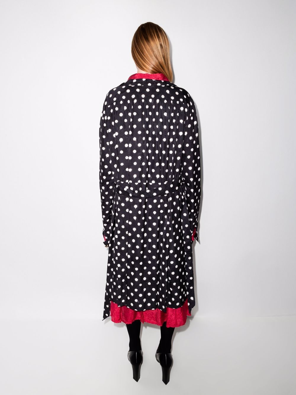 Balenciaga reversible belted polka dot dress - Black