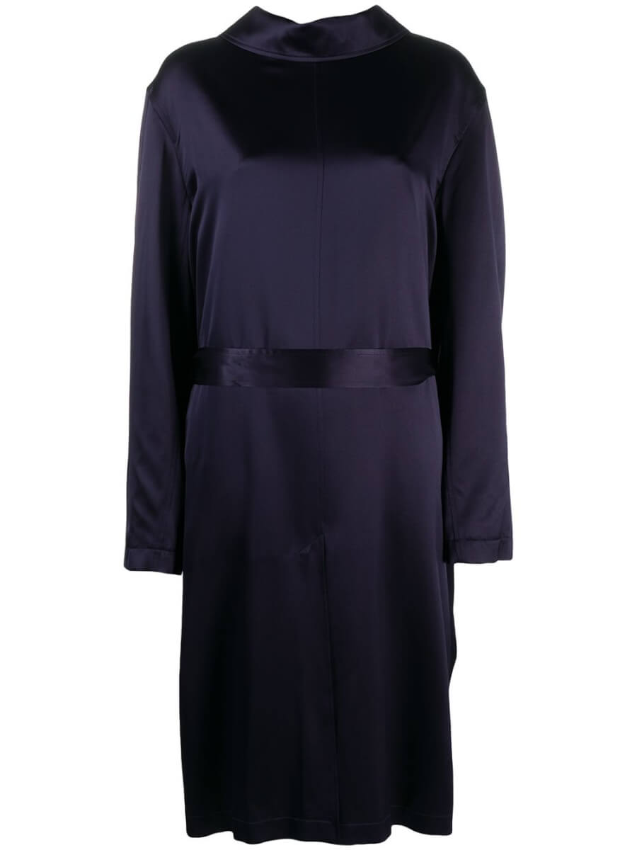 Balenciaga silk backwards-collar dress - Blue