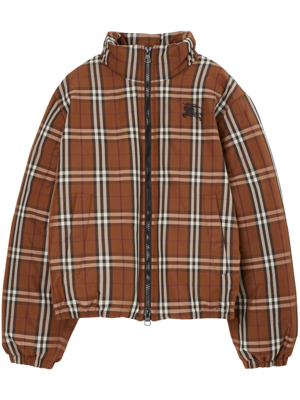 Burberry Dark Birch-check zip-up puffer jacket - Brown