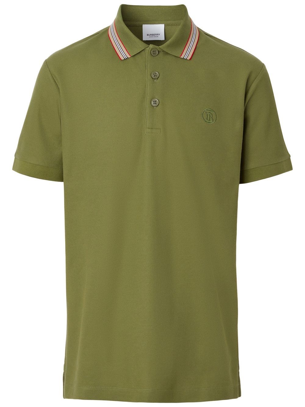 Burberry Icon Stripe-collar piqué polo shirt - Green