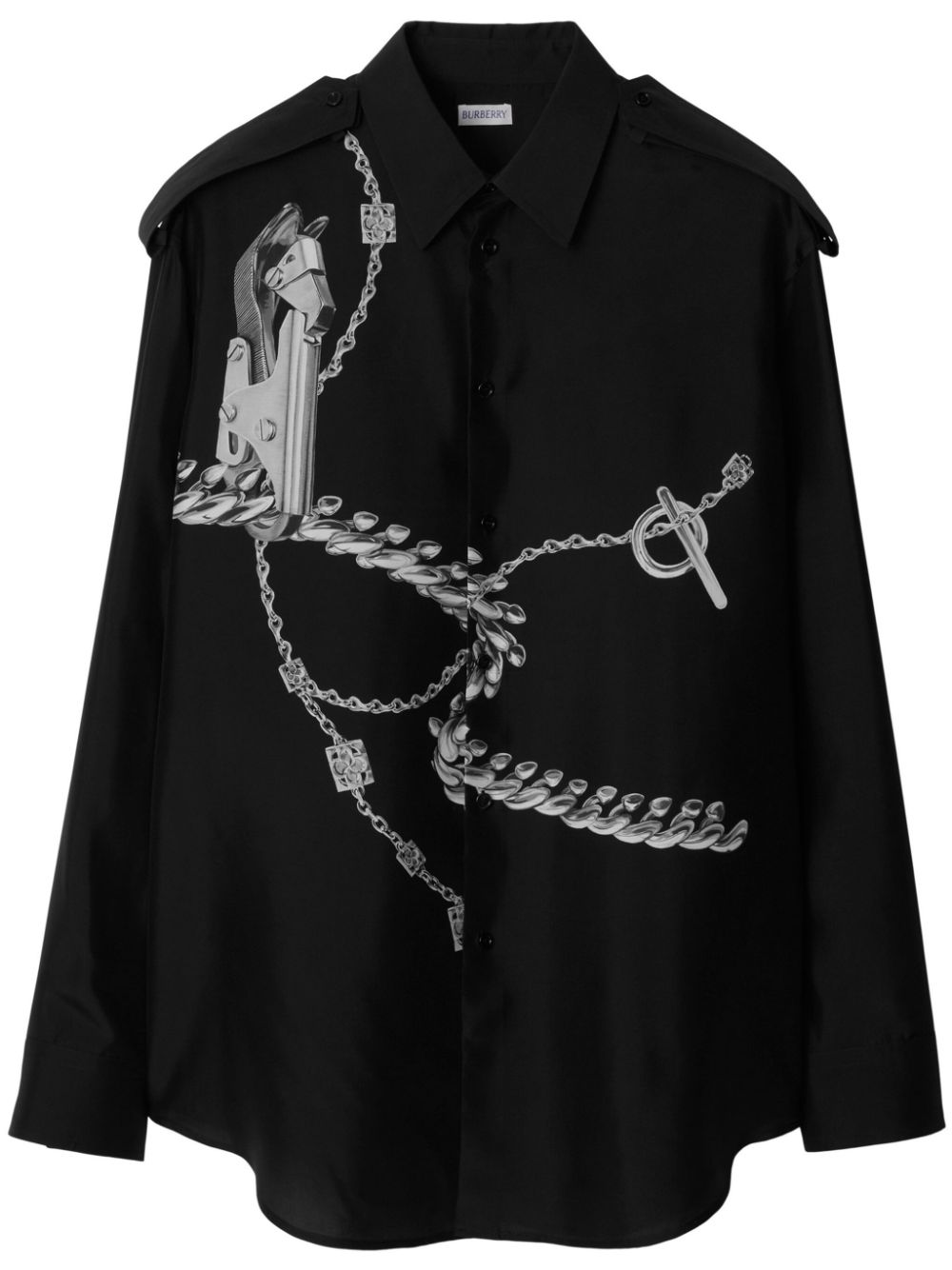 Burberry Knight Accessories-print silk shirt - Black