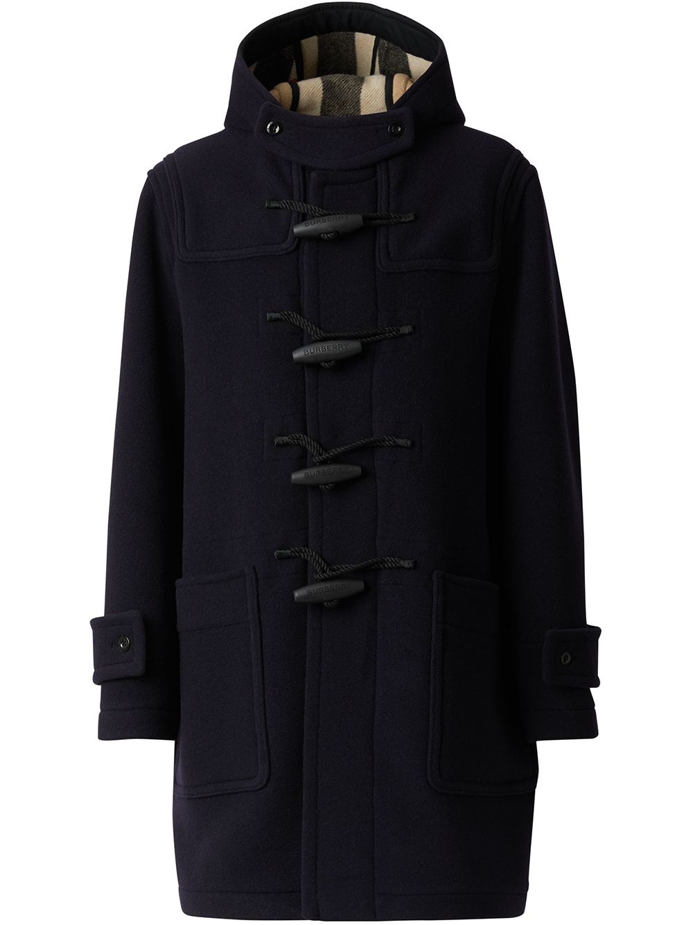 Burberry check-lined duffle coat - Blue