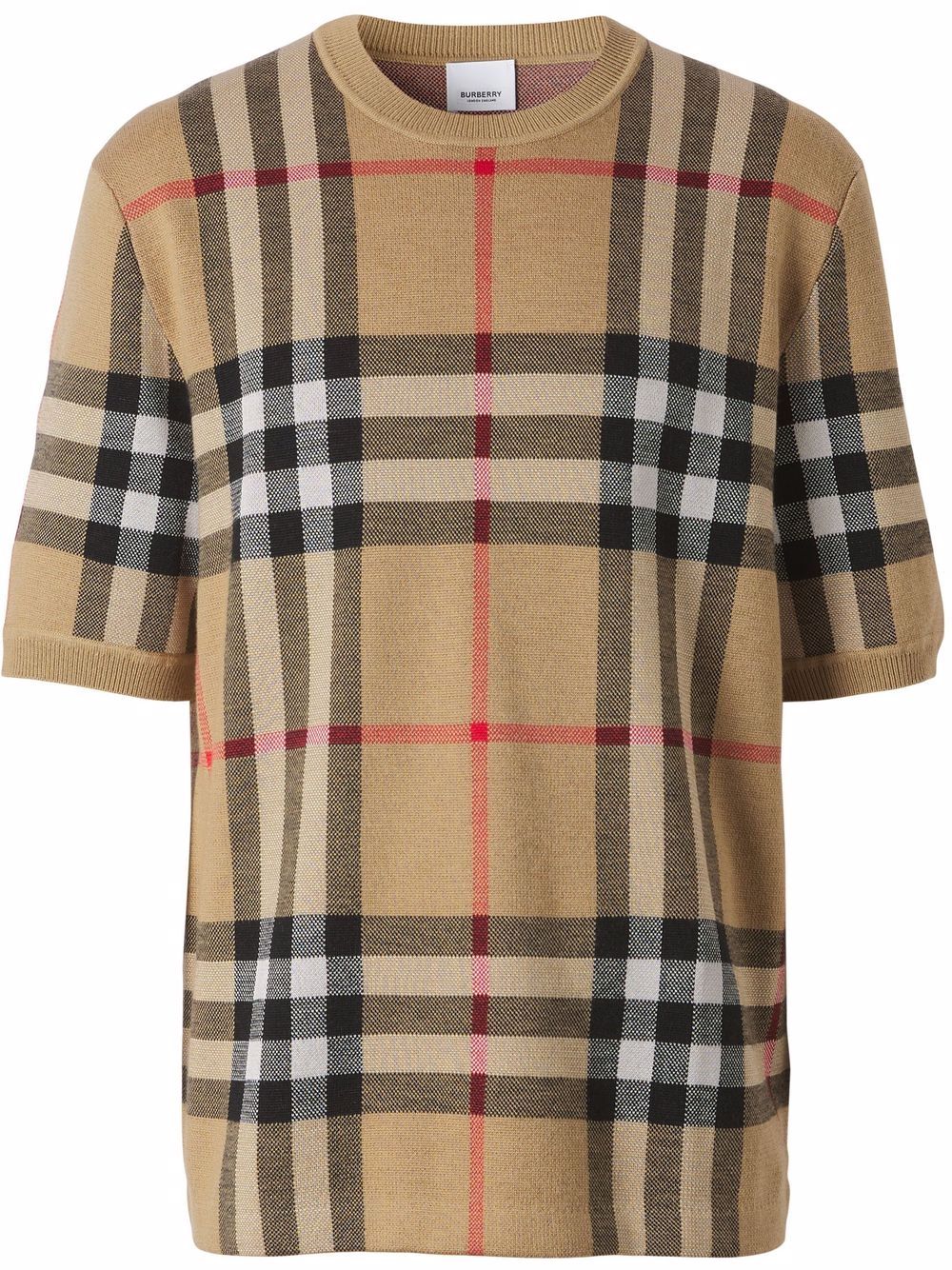 Burberry check-print silk-wool T-shirt - Brown