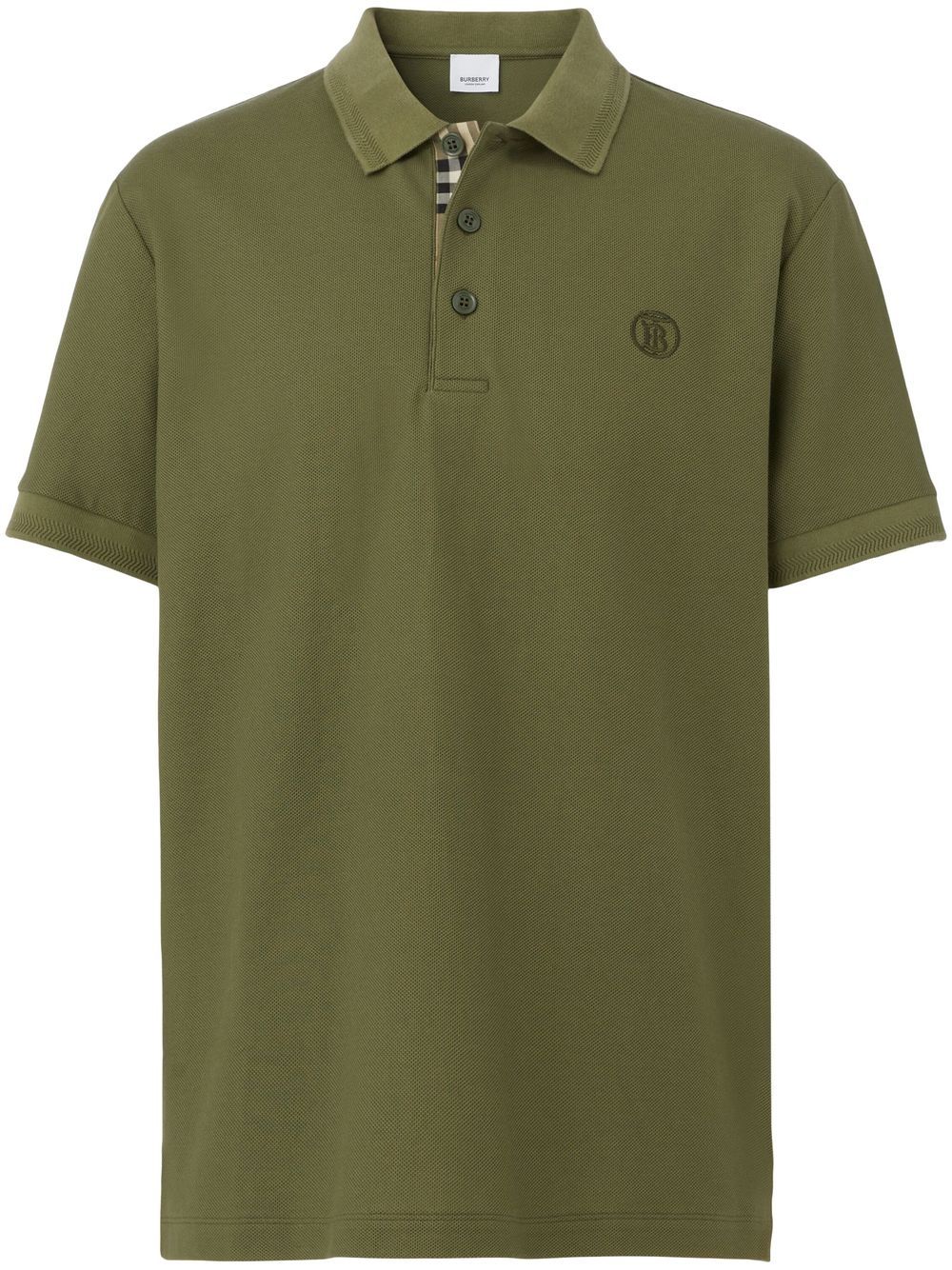 Burberry check trim polo shirt - Green