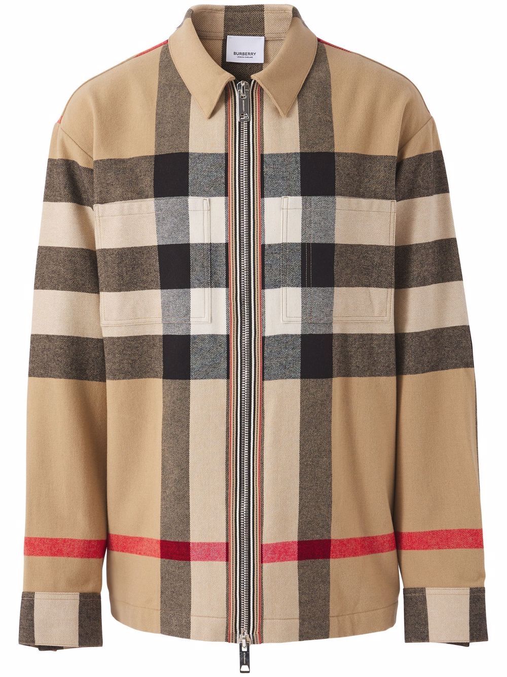 Burberry check wool-cotton zip-front shirt - Brown