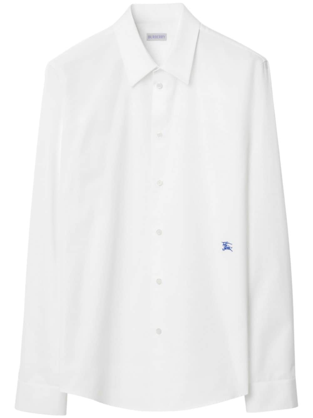 Burberry logo-embroidered poplin shirt - White