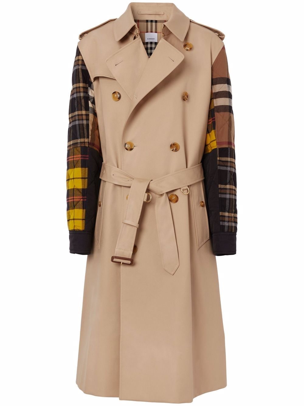 Burberry patchwork-check trench coat - Brown
