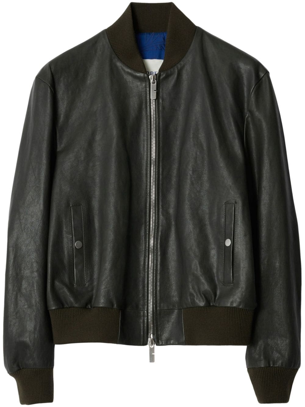 Burberry zipped leather bomber jacket - Black