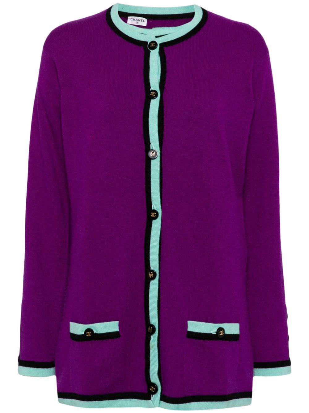 CHANEL Pre-Owned 2000s contrasting edges cardigan and top set - Purple