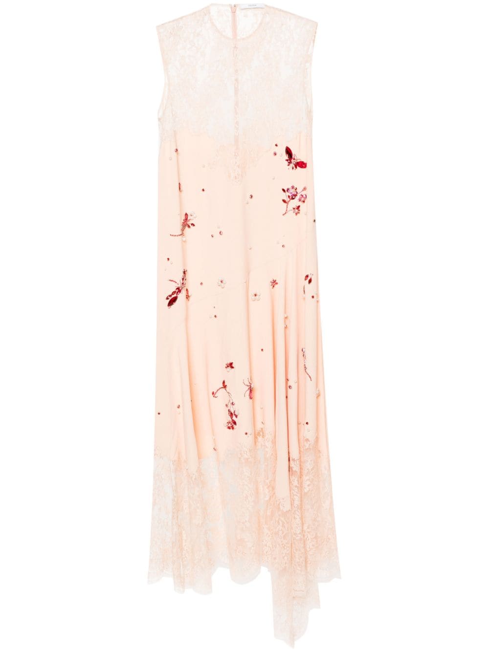 ERDEM crystal-embroideries lace-trim dress - Pink