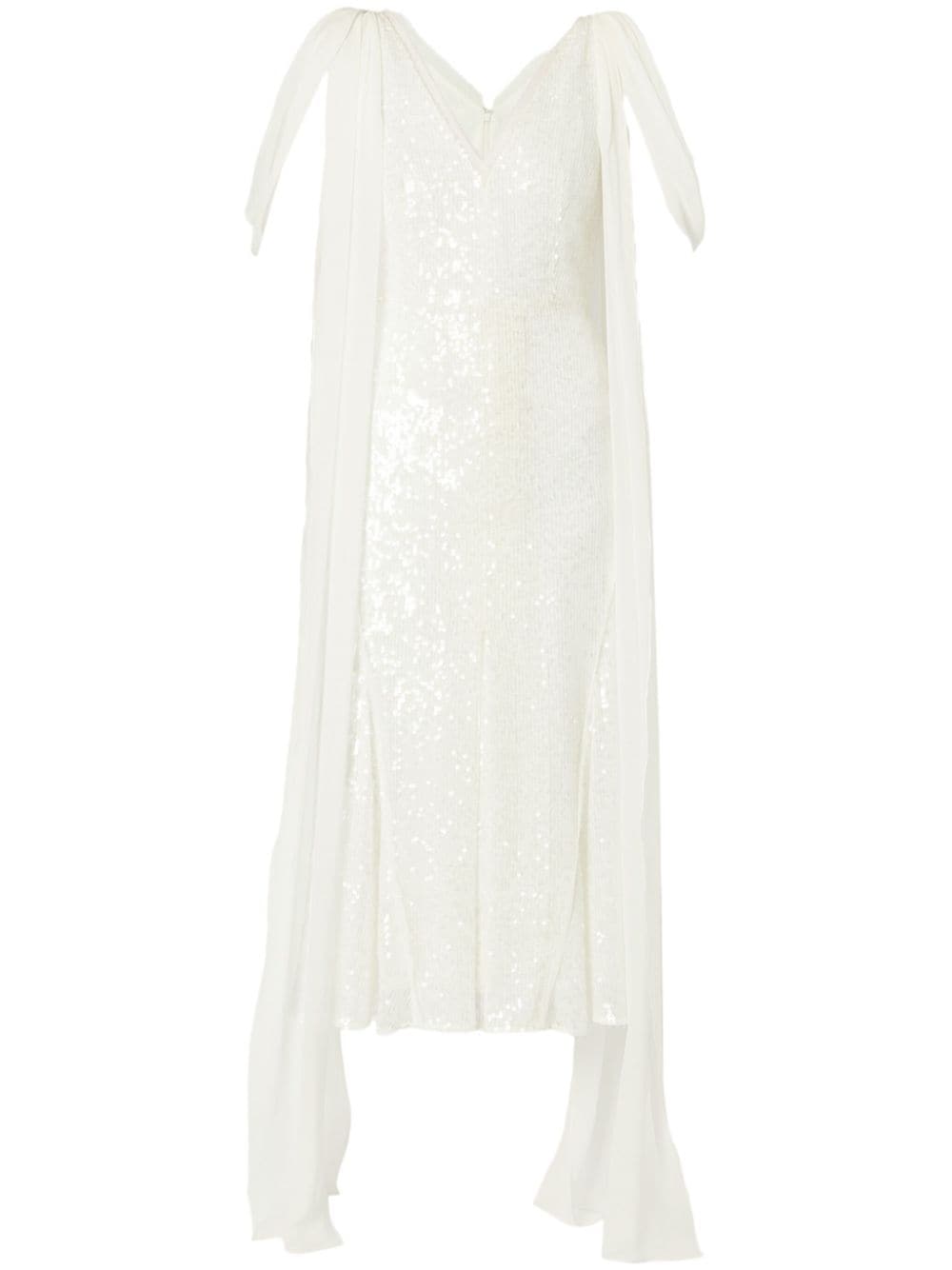 ERDEM draped-detailing sequined dress - White