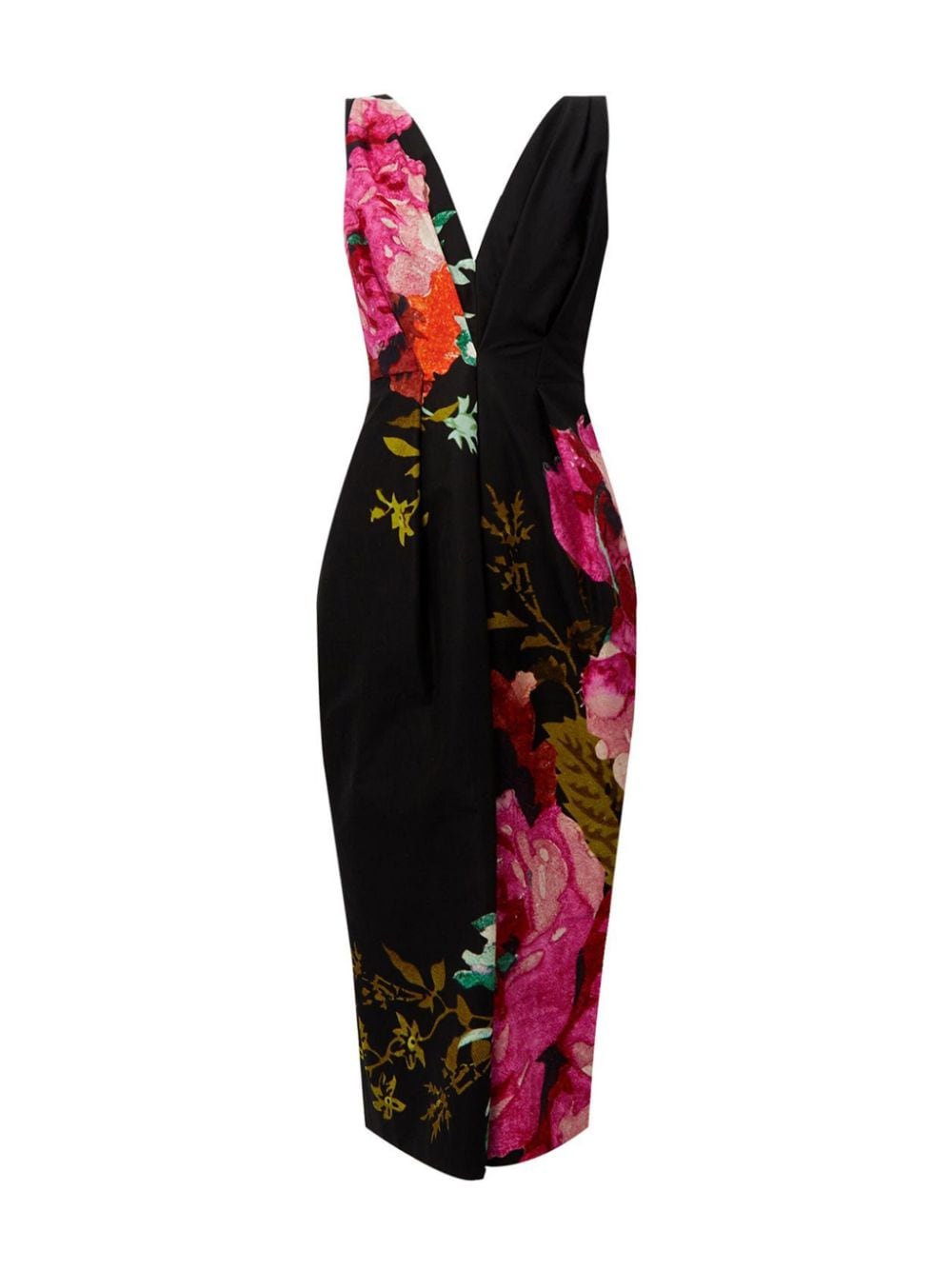 ERDEM floral-print cotton midi dress - Black