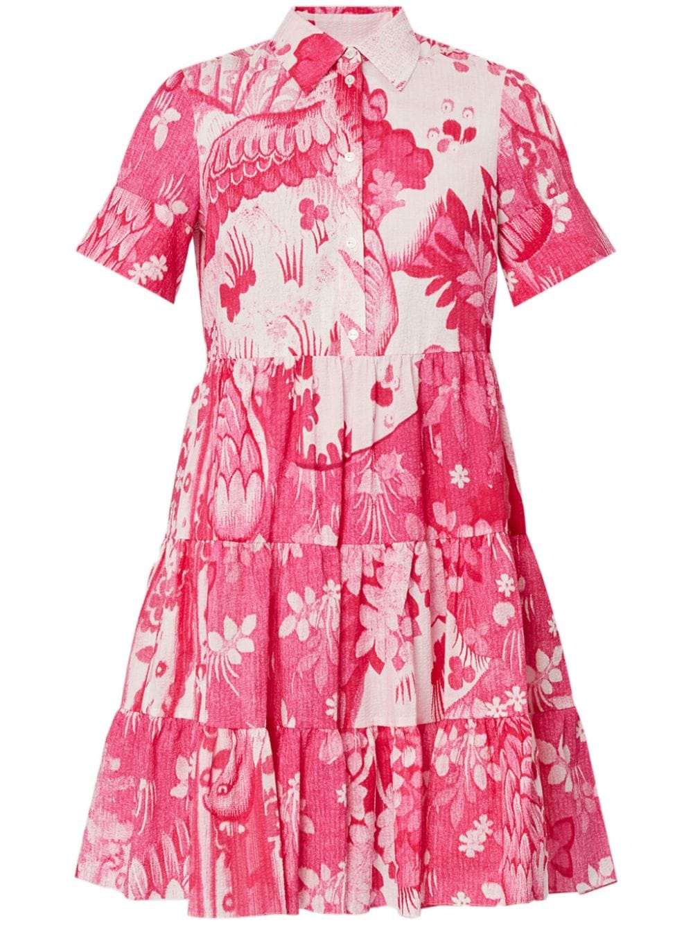 ERDEM floral-print tiered shirtdress - Pink