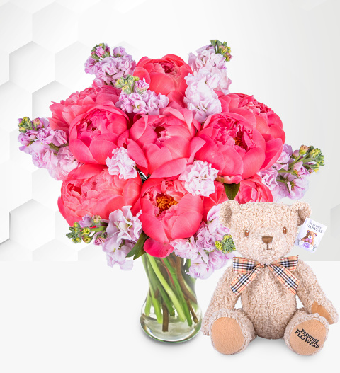 Paradise Peonies with Teddy