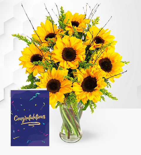 Sensational Sunflowers with Congratulations Card