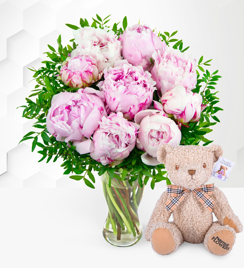 Summer Peonies with Teddy
