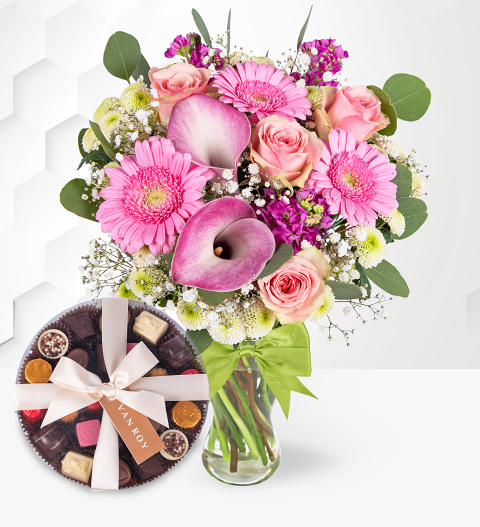 The June Bouquet with Premium Belgian Chocolates